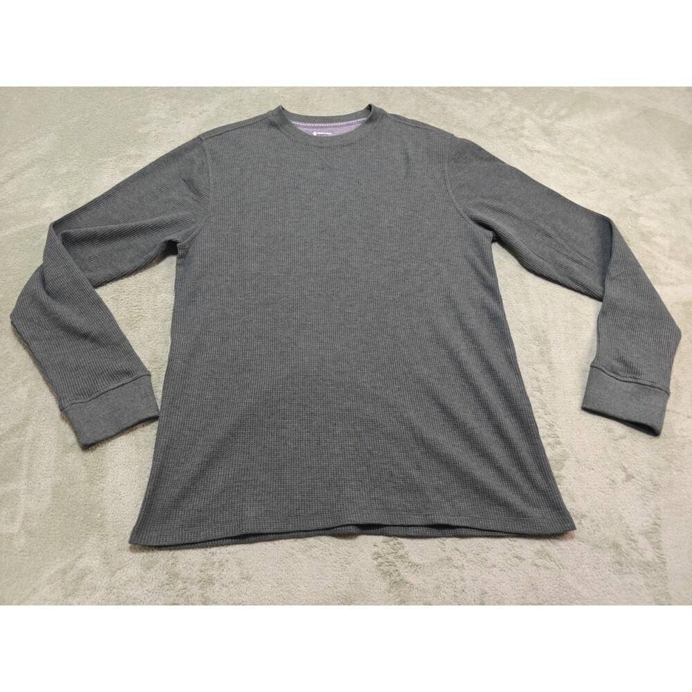 Members Mark Mens Green Soft Wash Thermal Shirt Waffle Knit Sz L